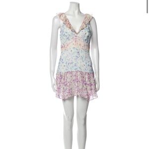 Loveshackfancy blue and pink and purple mini floral dress